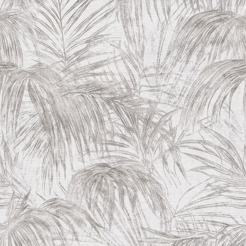 Palm Leaf Motif Wallpaper - White/Grey - Michalsky Living - 39981-3Wallpaper199