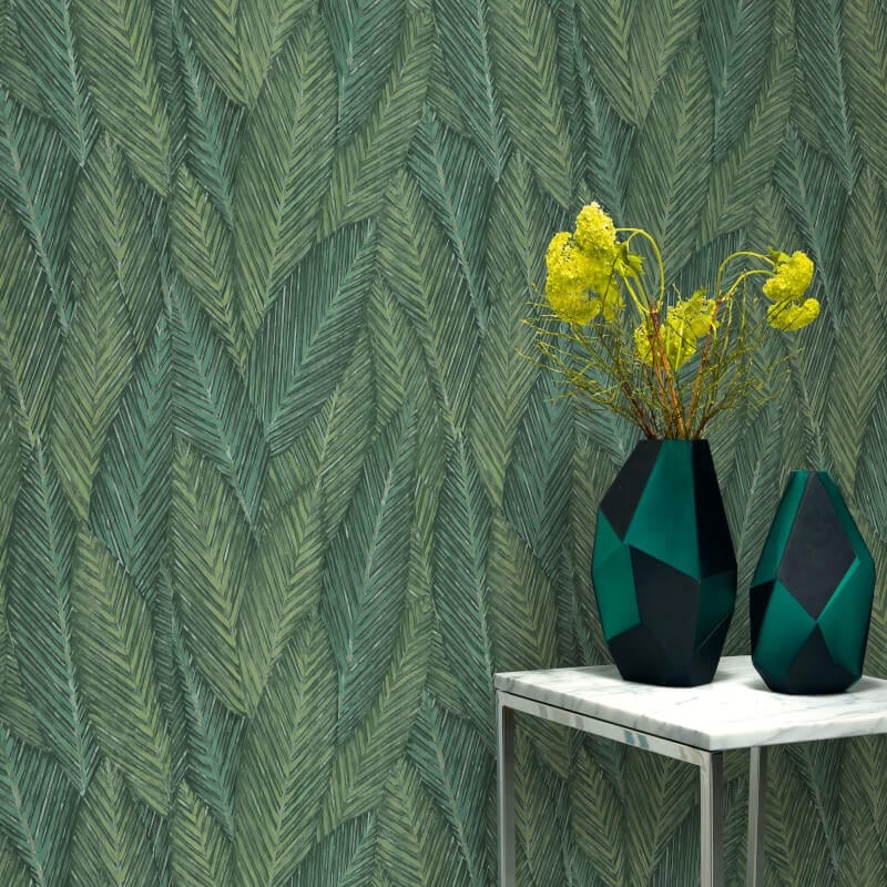 Palm Leaves Foliage Wallpaper - Green - Erismann - 10391 - 07Wallpaper199