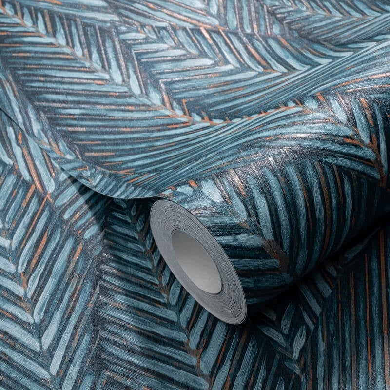 Palm Leaves Foliage Wallpaper - Teal - Erismann - 10391 - 19Wallpaper199