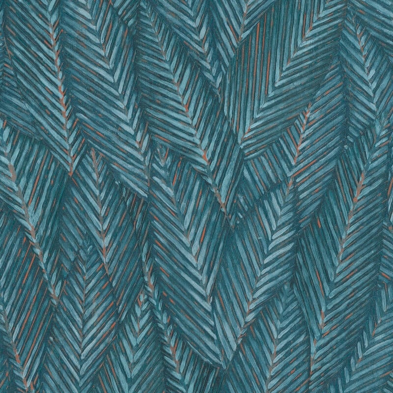 Palm Leaves Foliage Wallpaper - Teal - Erismann - 10391 - 19Wallpaper199