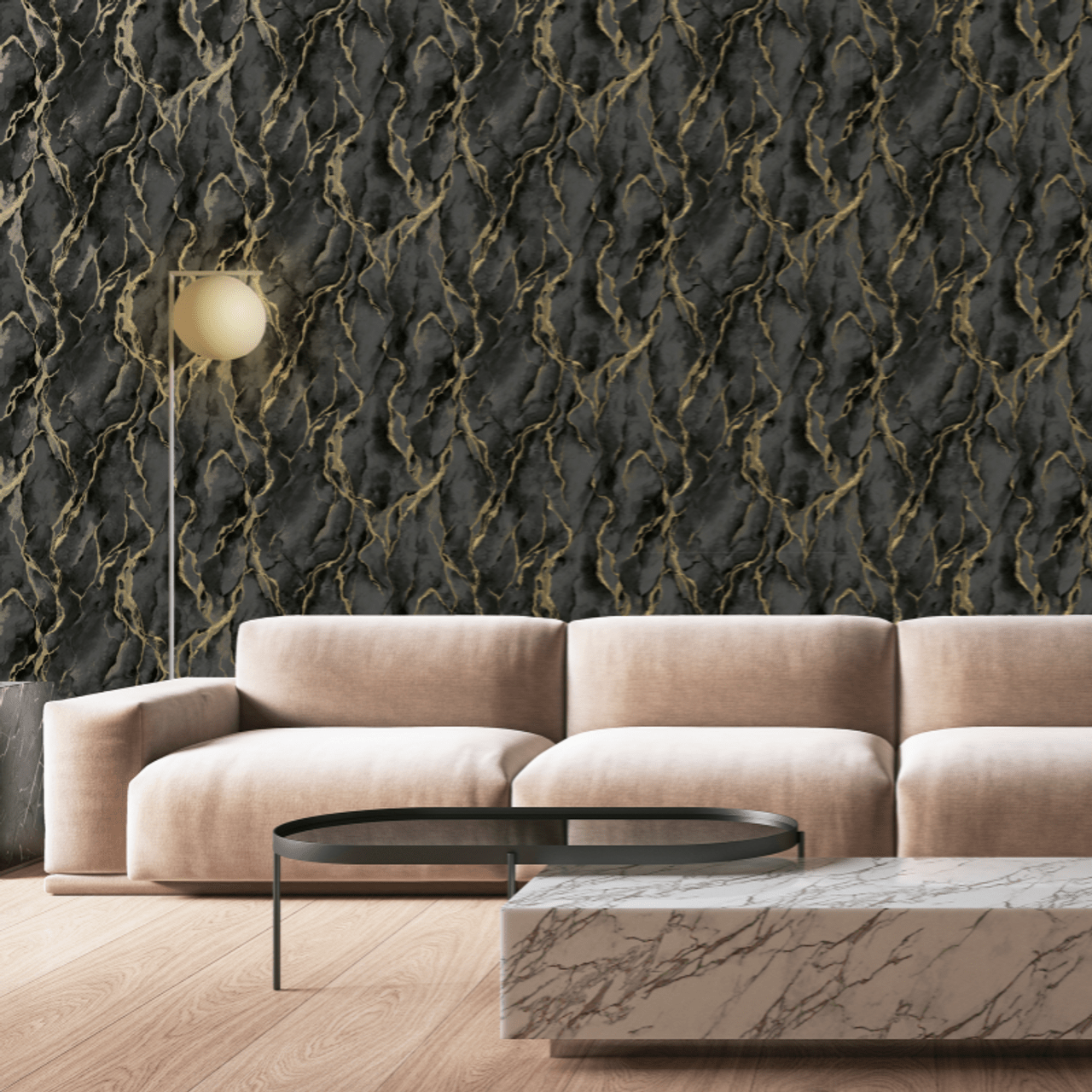 Pandora Vasari Wallpaper - Black & Gold - Rasch - 400136Wallpaper199