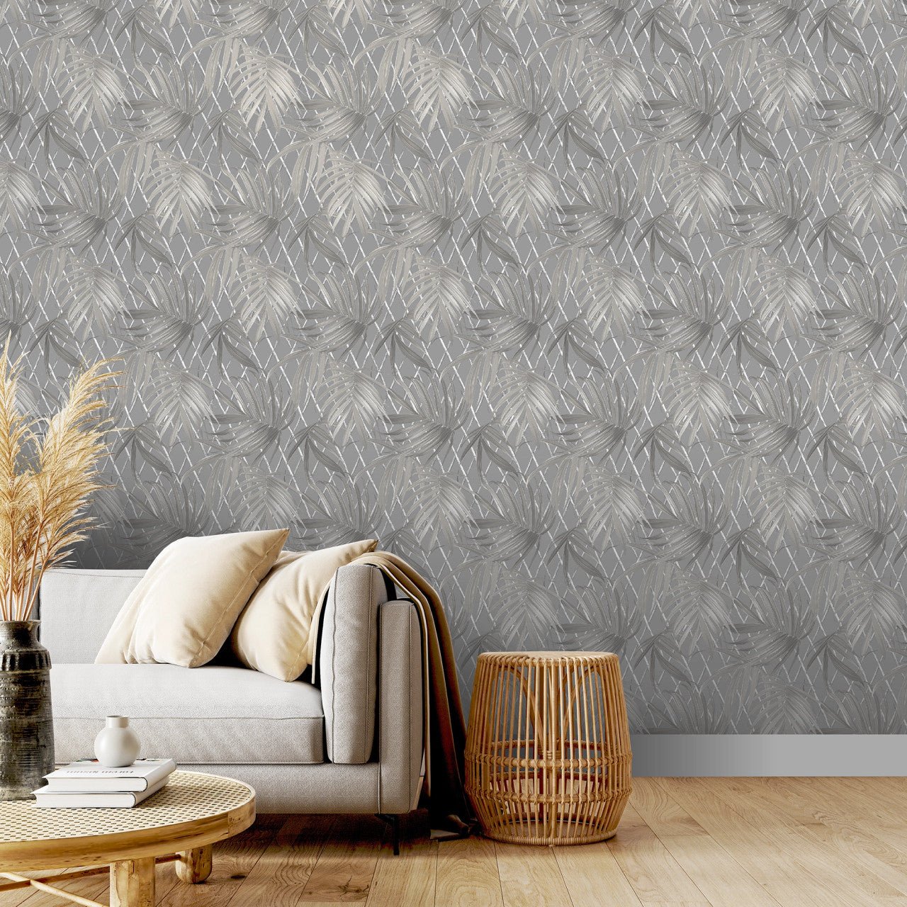 Paradise Palm Vasari Wallpaper - Grey - Rasch - 539547Wallpaper199