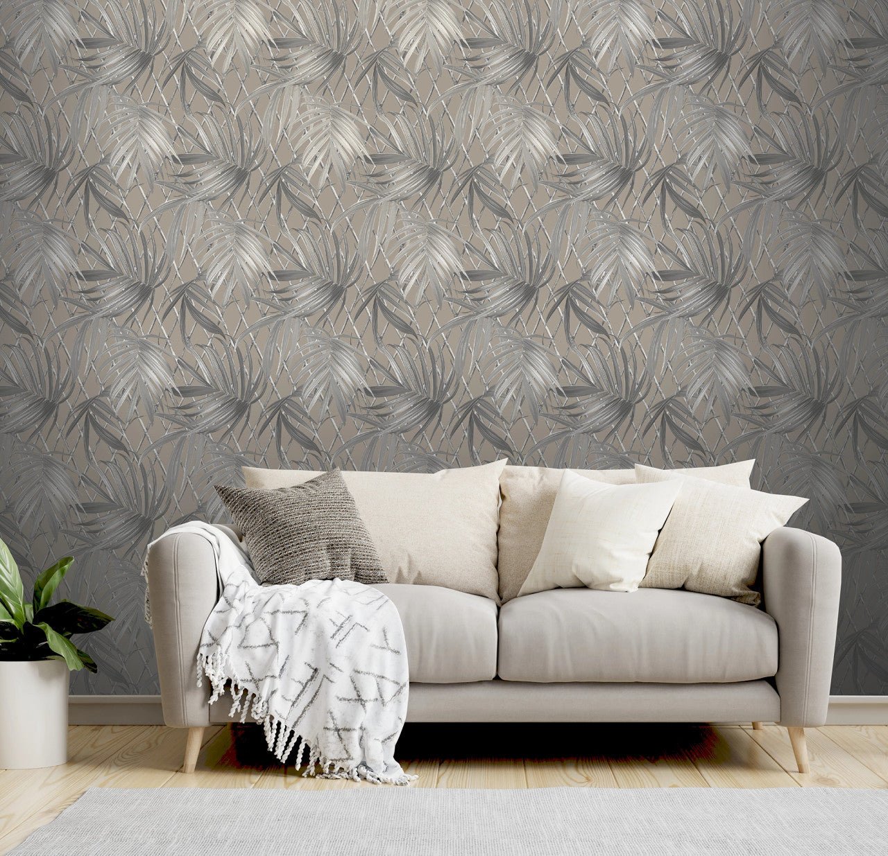 Paradise Palm Vasari Wallpaper - Taupe - Rasch - 539554Wallpaper199