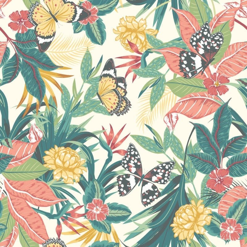 Paradise Wallpaper - Apricot/Jade - Hoopla Walls - HWA1192WWallpaper199