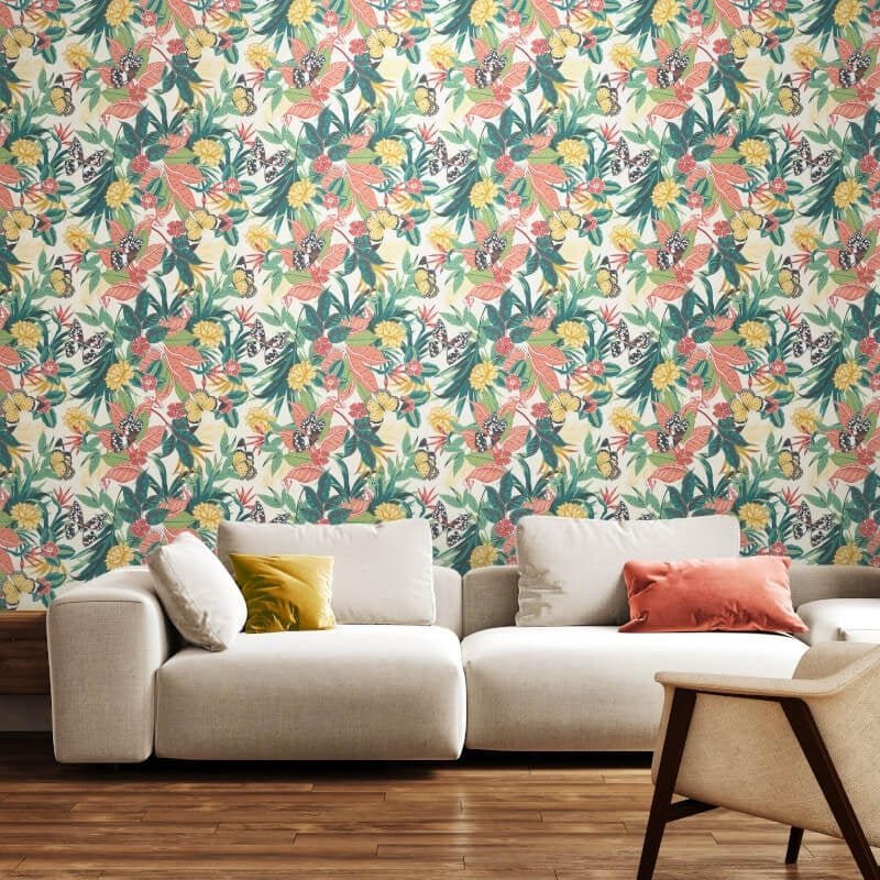 Paradise Wallpaper - Apricot/Jade - Hoopla Walls - HWA1192WWallpaper199