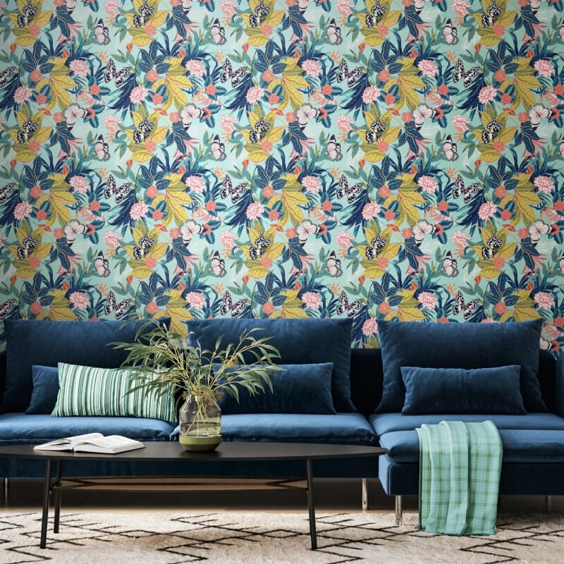 Paradise Wallpaper - Aqua/Rouge - Hoopla Walls - HWA1194WWallpaper199
