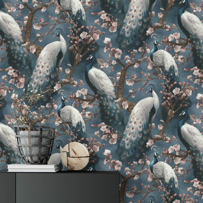 Pavo Peacock Wallpaper - Blue - Erismann - 10414 - 08Wallpaper199