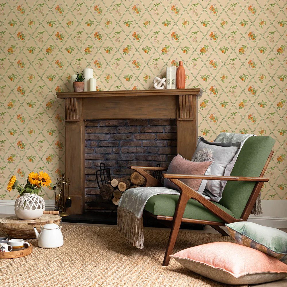 Peach Trellis Wallpaper - Melba - Voyage Maison - PTRELLI/WPO/MELWallpaper199