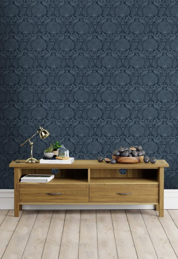 Peacock Damask Wallpaper - Dusky Seaspray - Laura Ashley - 114910Wallpaper199