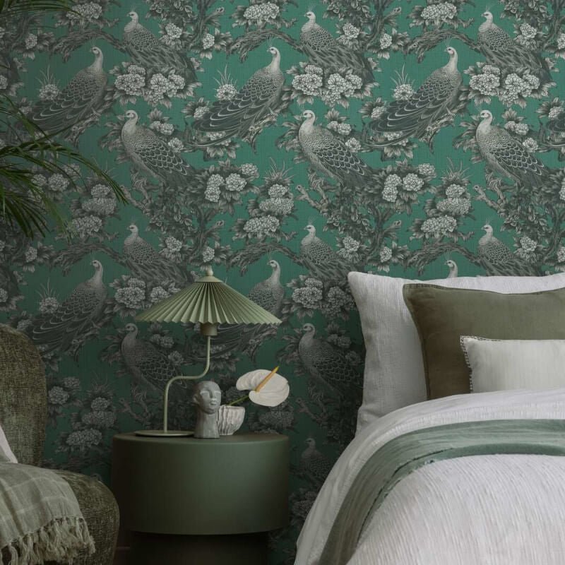 Peacock Garden Wallpaper - Grey/Green - Michalsky Living - 39982-2Wallpaper199