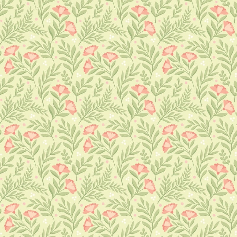 Petite Posy Wallpaper - Apricot/Fern - Hoopla Walls - HWA1188WWallpaper199