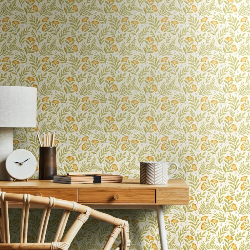 Petite Posy Wallpaper - Citrus Sun - Hoopla Walls - HWA1185WWallpaper199