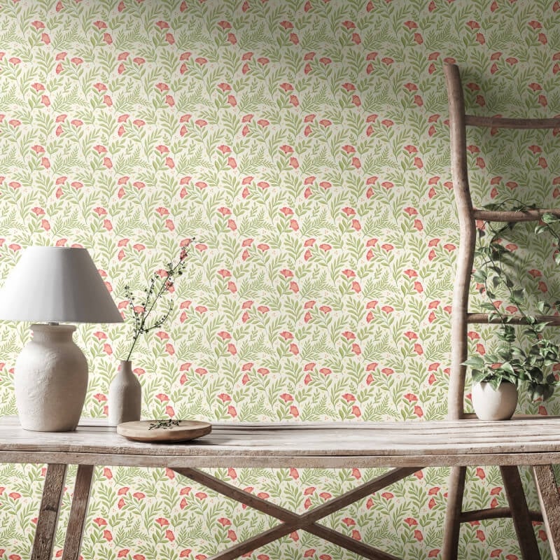 Petite Posy Wallpaper - Coral - Hoopla Walls - HWA1187WWallpaper199