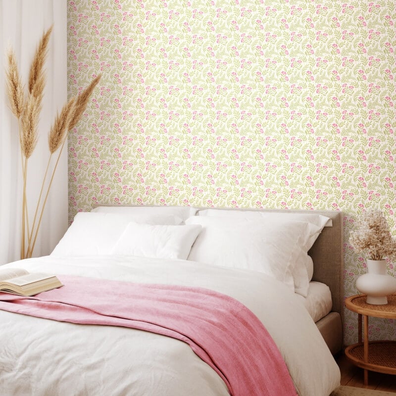 Petite Posy Wallpaper - Rose/Apple - Hoopla Walls - HWA1186WWallpaper199