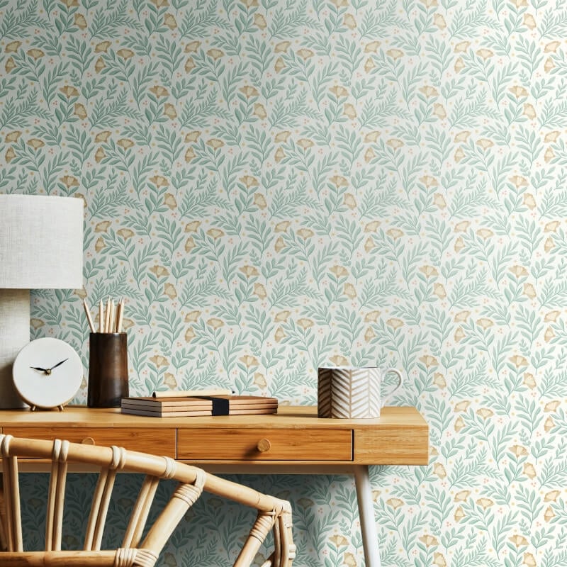Petite Posy Wallpaper - Seafoam - Hoopla Walls - HWA1184WWallpaper199
