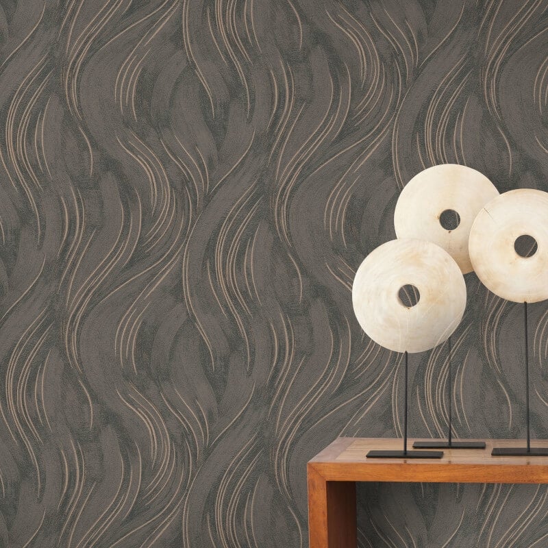 Piano Wave Metallic Wallpaper - Brown/Gold - Erismann - 10456 - 11Wallpaper199