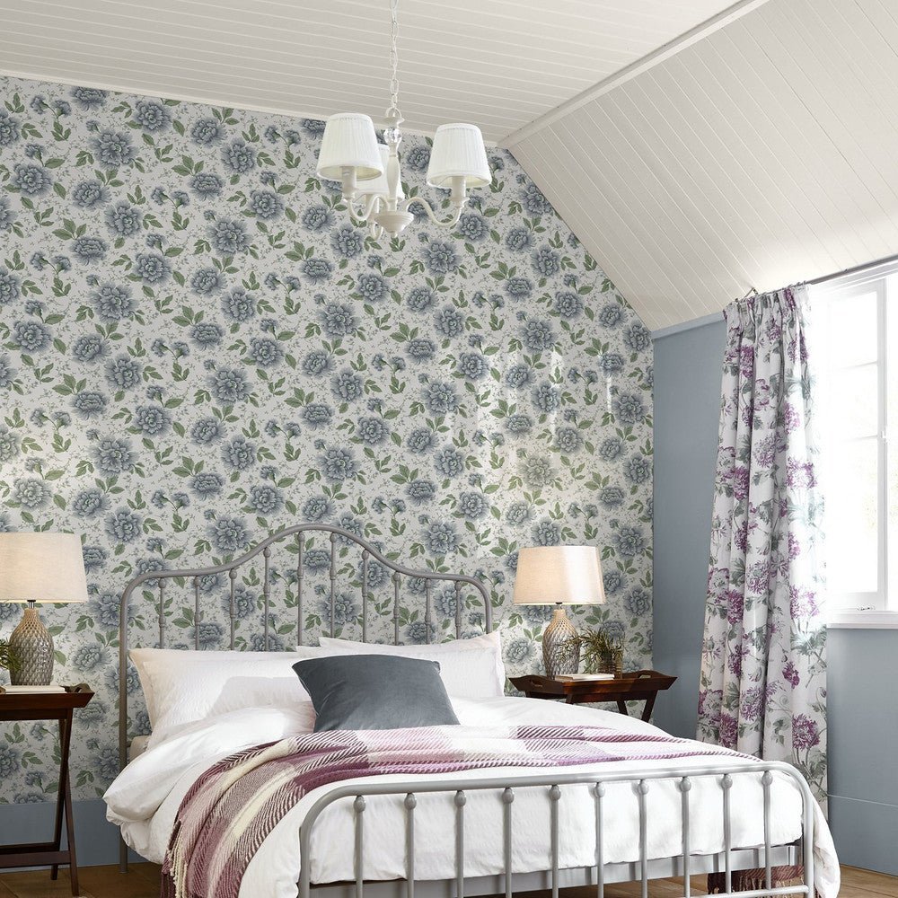 Pickworth Posy Wallpaper - Pale Seaspray Blue - Laura Ashley - 122747Wallpaper199