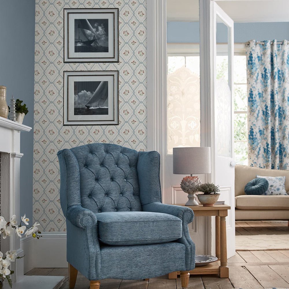Pinford Trellis Wallpaper - Pale Seaspray Blue - Laura Ashley - 121066Wallpaper199