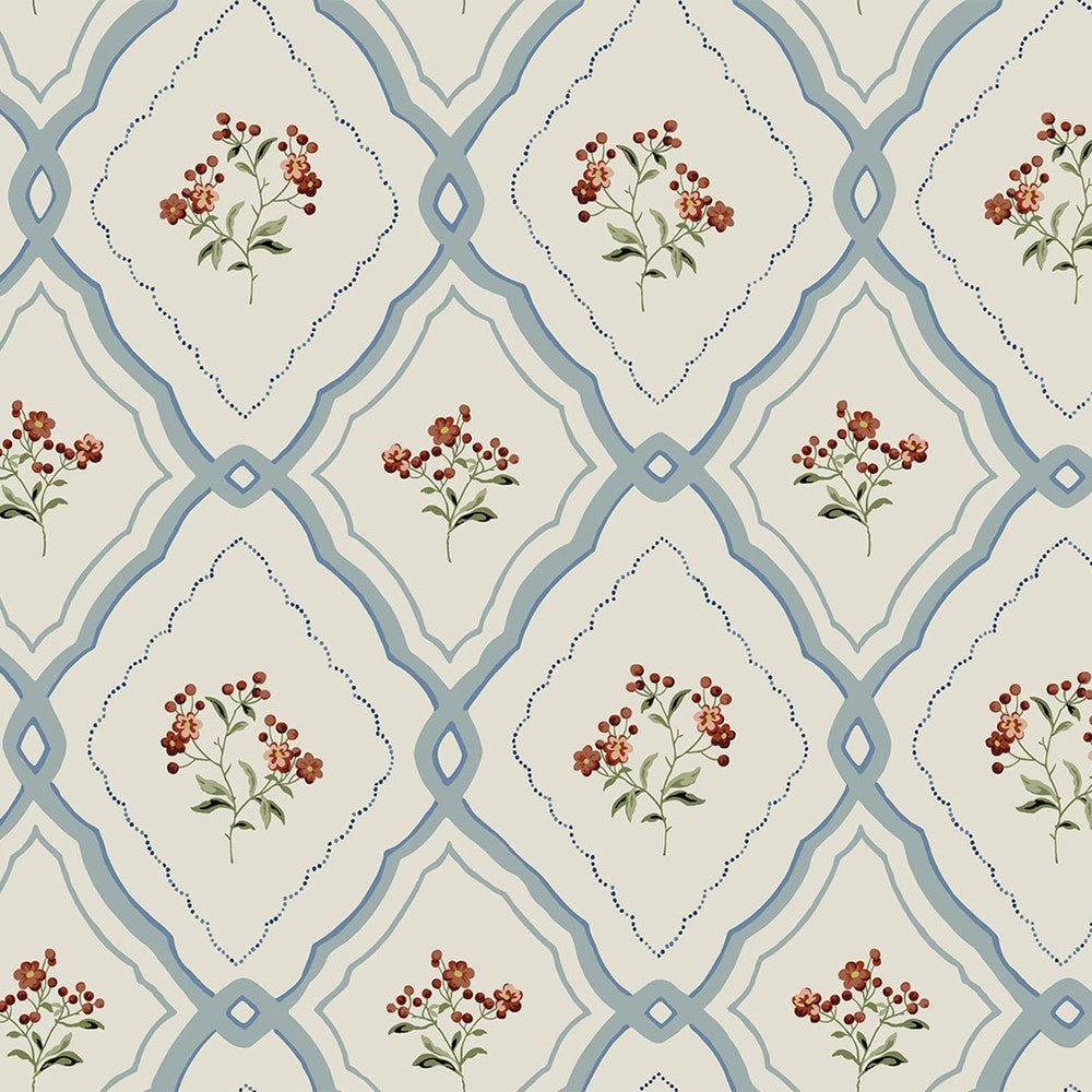 Pinford Trellis Wallpaper - Pale Seaspray Blue - Laura Ashley - 121066Wallpaper199