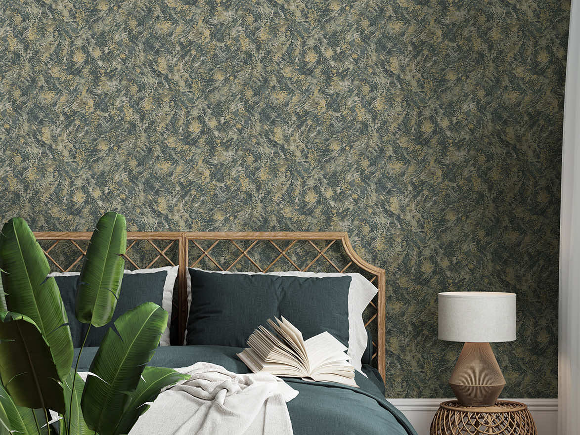 Pluma Wallpaper - Teal / Gold - Holden Décor - 36341Wallpaper199
