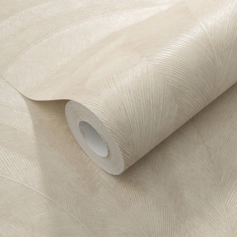 Plume Leaf Metallic Wallpaper - Beige - Erismann - 10476 - 02Wallpaper199