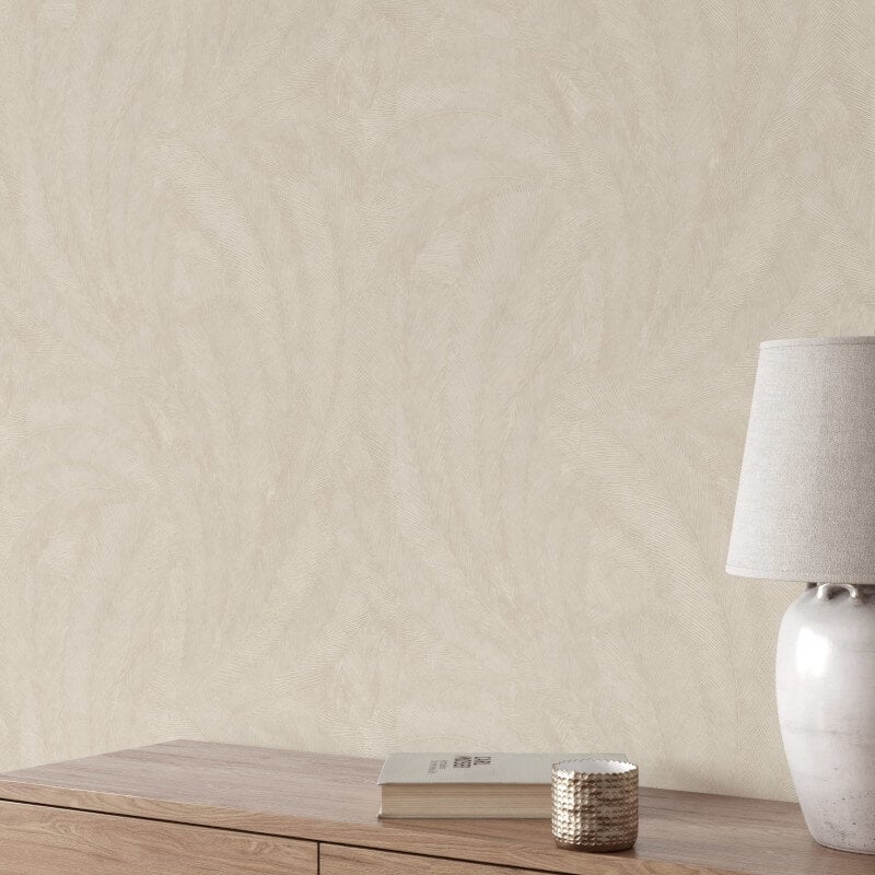 Plume Leaf Metallic Wallpaper - Beige - Erismann - 10476 - 02Wallpaper199