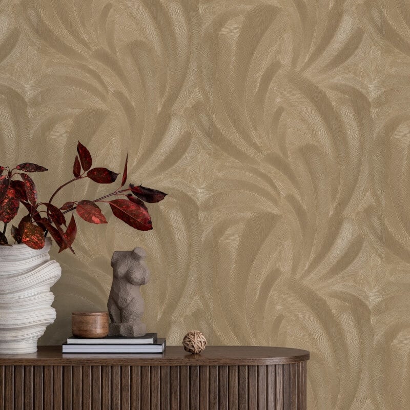 Plume Leaf Metallic Wallpaper - Gold - Erismann - 10476 - 30Wallpaper199