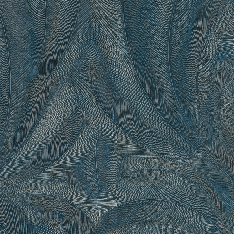 Plume Leaf Metallic Wallpaper - Teal/Gold - Erismann - 10476 - 19Wallpaper199