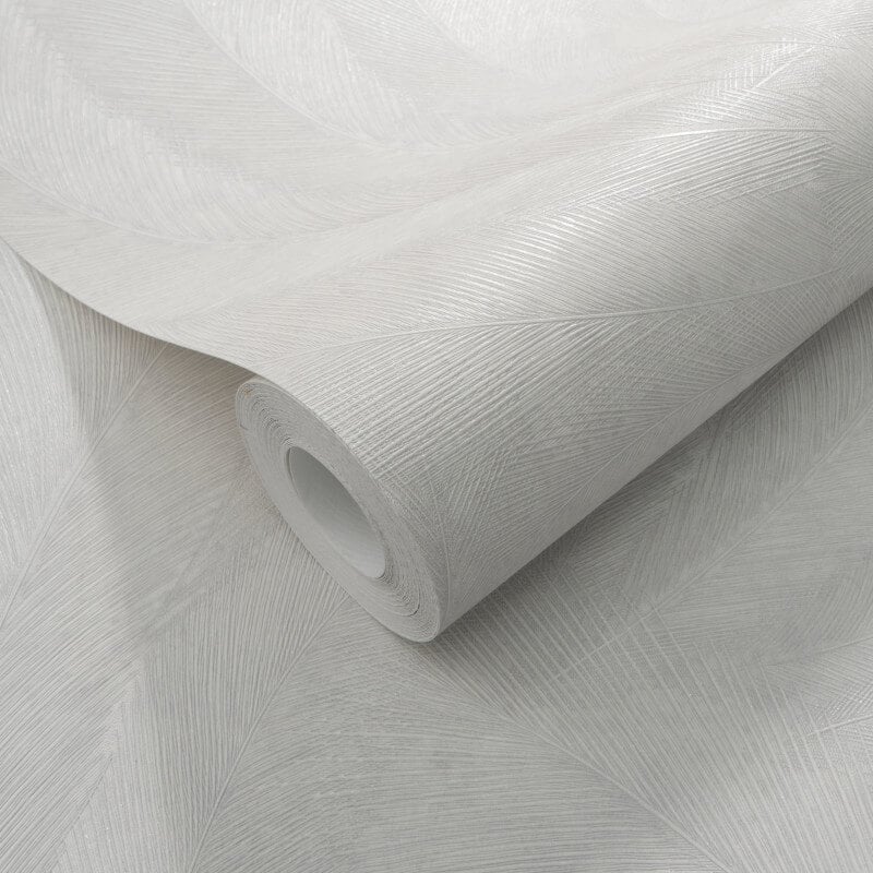 Plume Leaf Metallic Wallpaper - White/Grey - Erismann - 10476 - 31Wallpaper199
