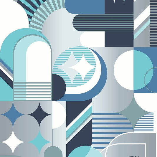 Pop Carnival Geo Metallic Wallpaper - Blue - Muriva - M47401Wallpaper199