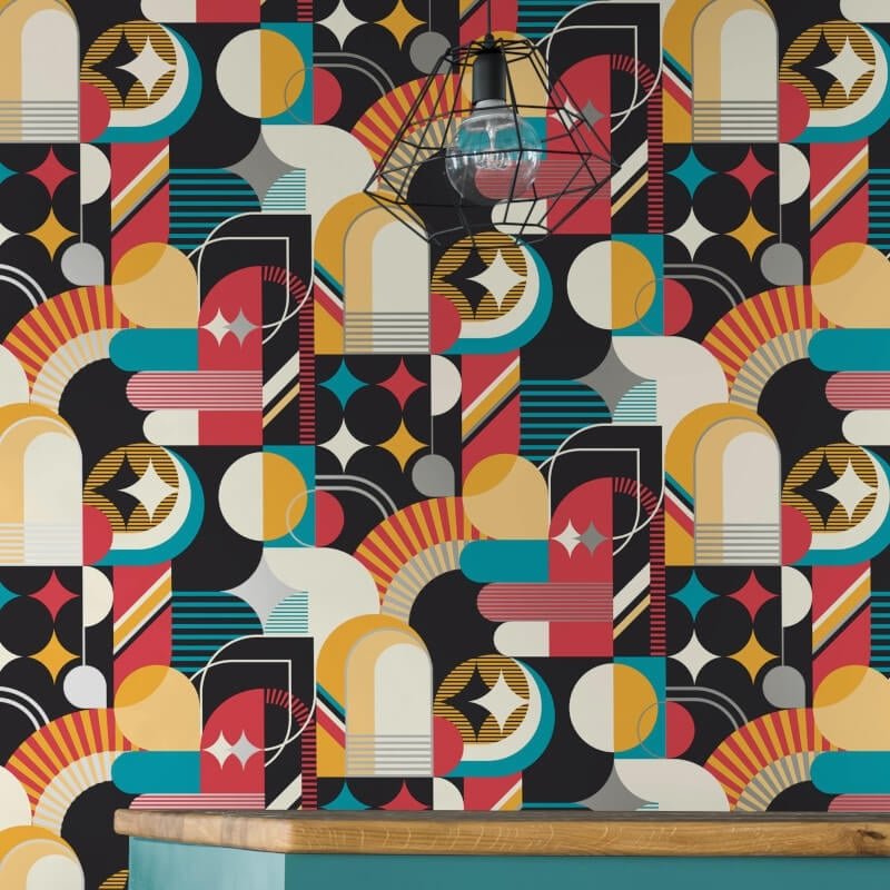Pop Carnival Geo Metallic Wallpaper - Multi - Muriva - M47402Wallpaper199