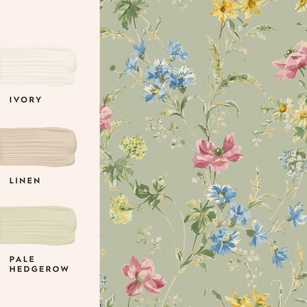 Poppy Meadow Wallpaper - Sage Green - Laura Ashley - 127405Wallpaper199