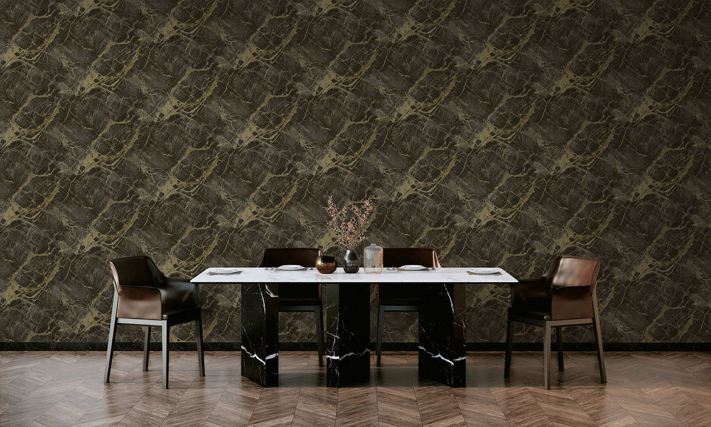 Portoro Marble Wallpaper - Charcoal / Gold - Holden Décor - 36280Wallpaper199