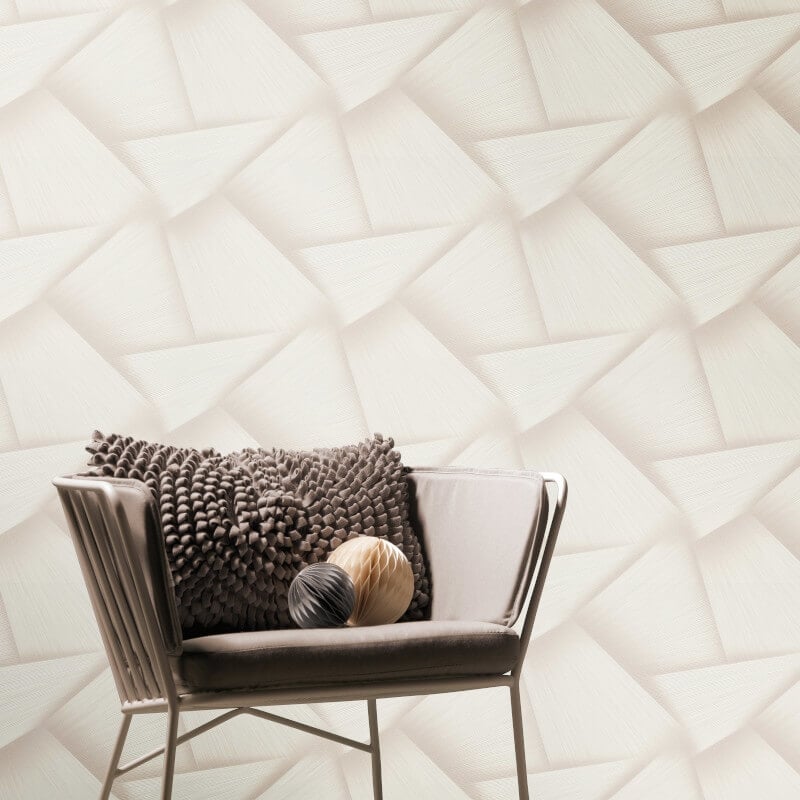 Pose 3D Effect Geo Metallic Wallpaper - Cream - Erismann - 10401 - 14Wallpaper199