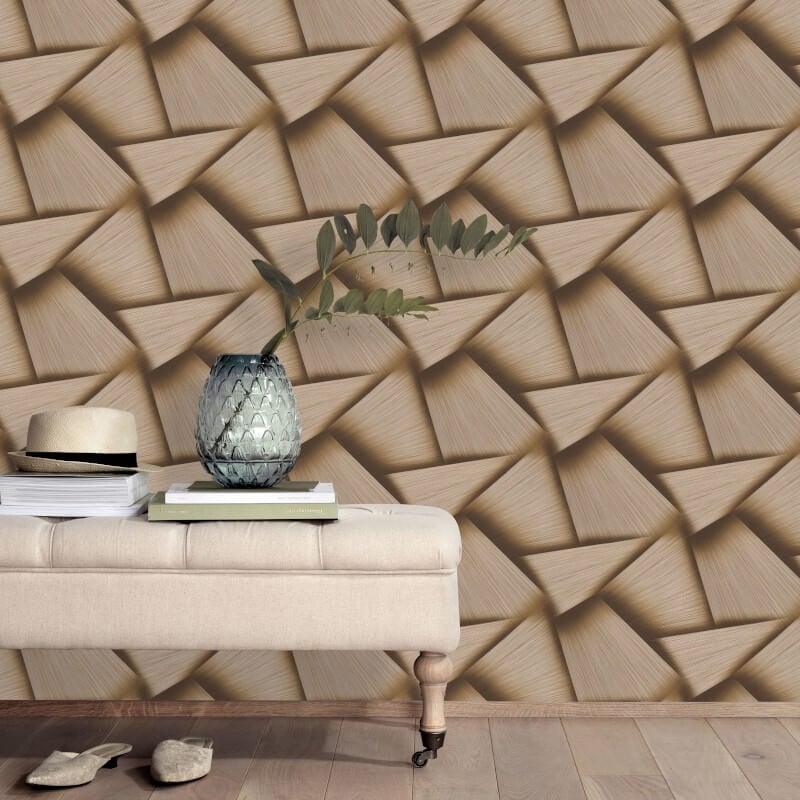 Pose 3D Effect Geo Metallic Wallpaper - Gold - Erismann - 10401 - 30Wallpaper199