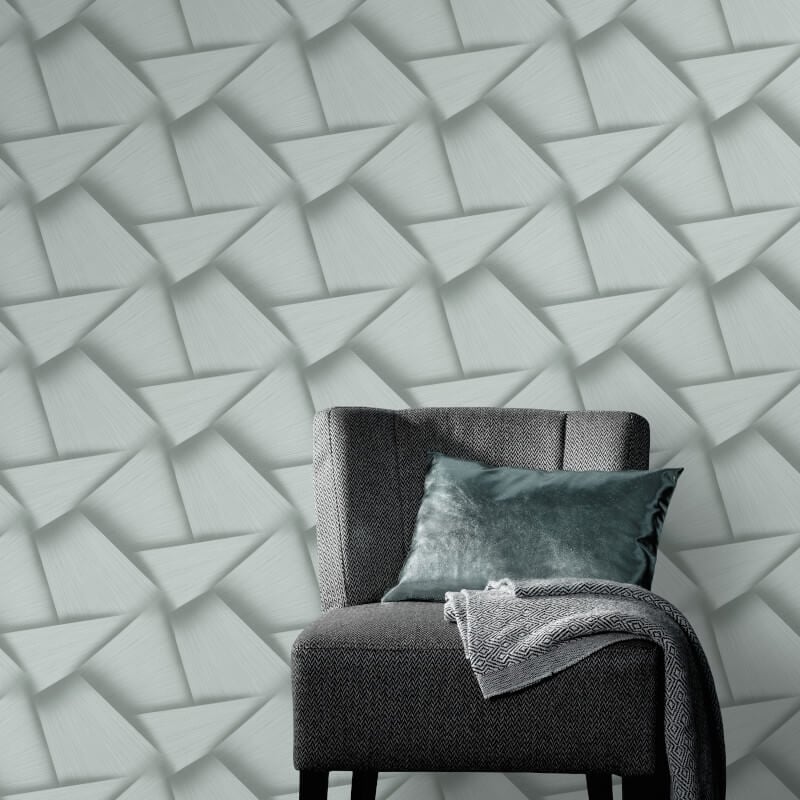 Pose 3D Effect Geo Metallic Wallpaper - Olive - Erismann - 10401 - 24Wallpaper199