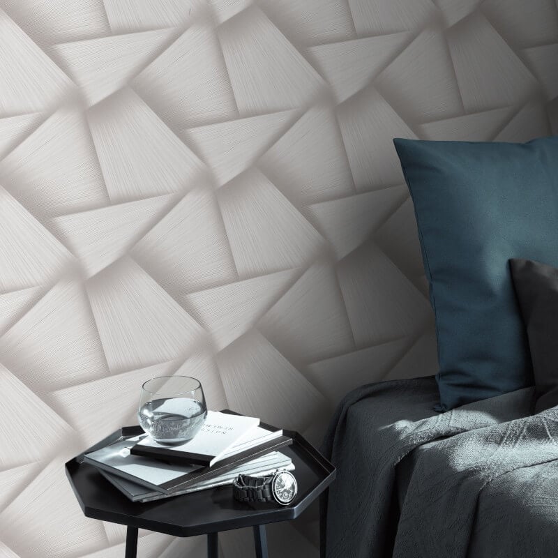 Pose 3D Effect Geo Metallic Wallpaper - Taupe - Erismann - 10401 - 37Wallpaper199