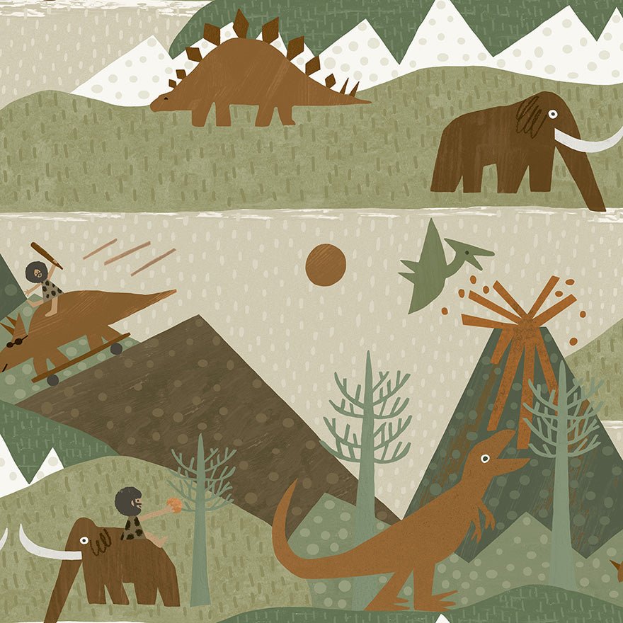 Prehistoric Wallpaper - Green/Orange - Holden Décor - 13260Wallpaper199
