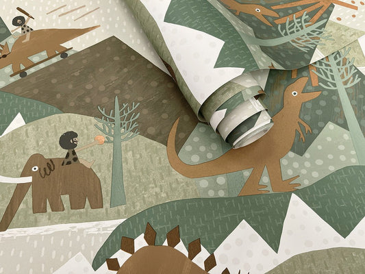 Prehistoric Wallpaper - Green/Orange - Holden Décor - 13260Wallpaper199