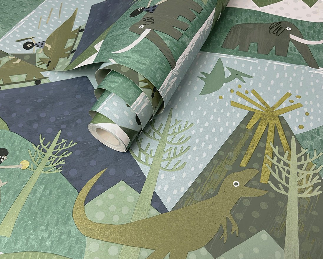 Prehistoric Wallpaper - Teal - Holden Décor - 13261Wallpaper199