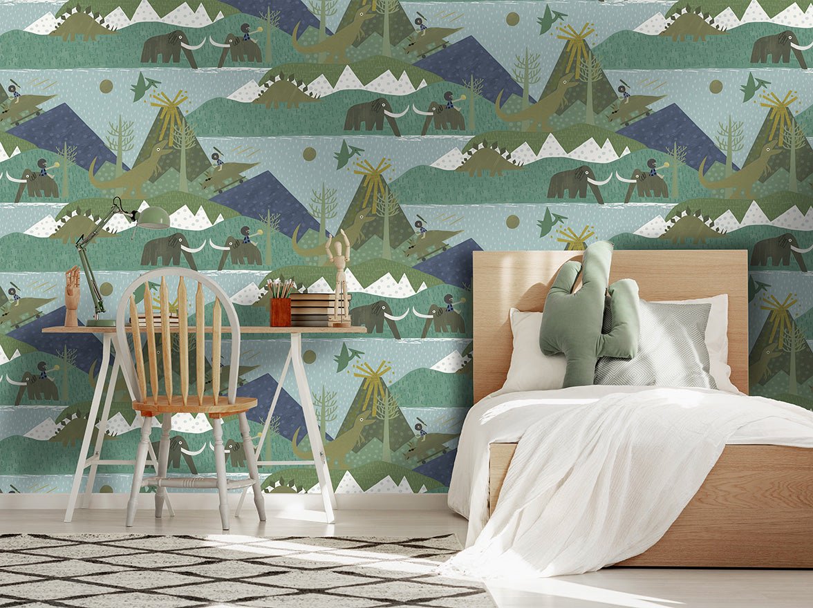 Prehistoric Wallpaper - Teal - Holden Décor - 13261Wallpaper199