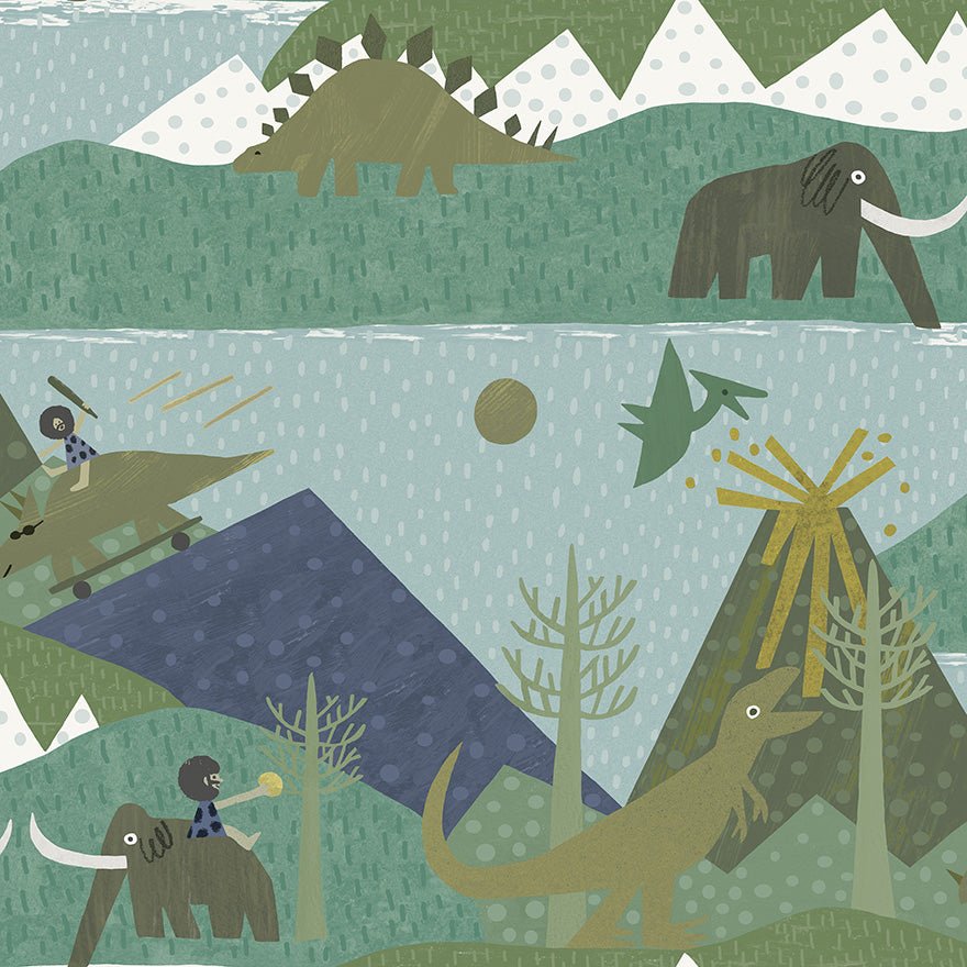 Prehistoric Wallpaper - Teal - Holden Décor - 13261Wallpaper199