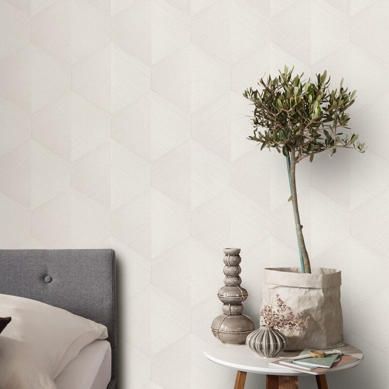 Prisma 3D Graphic Waves Metallic Wallpaper - Beige - Erismann - 10370 - 26Wallpaper199