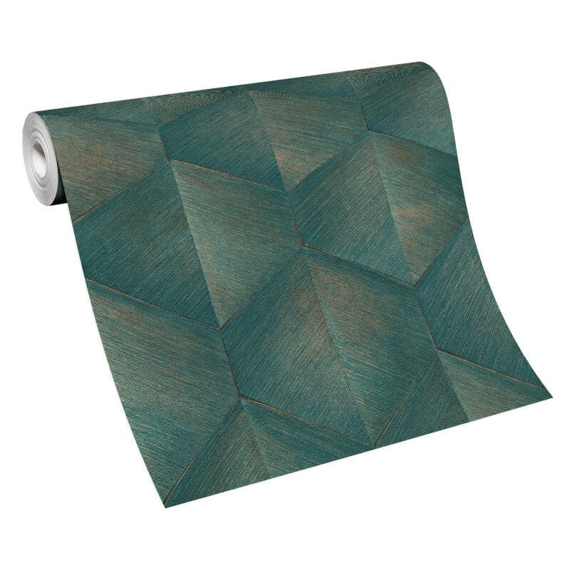 Prisma 3D Graphic Waves Metallic Wallpaper - Green - Erismann - 10370 - 19Wallpaper199