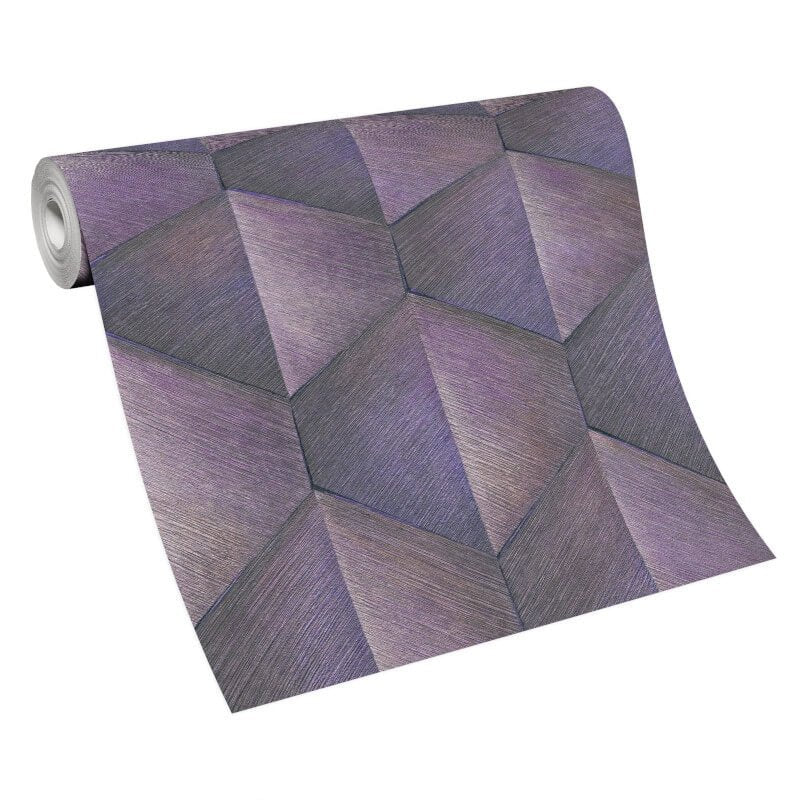 Prisma 3D Graphic Waves Metallic Wallpaper - Purple - Erismann - 10370 - 45Wallpaper199