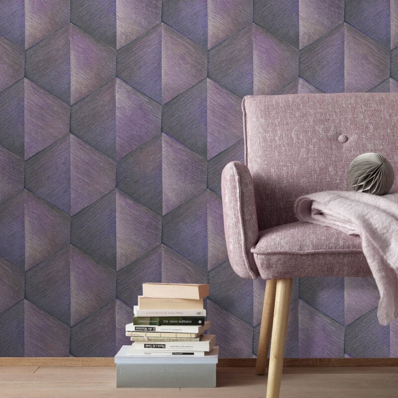 Prisma 3D Graphic Waves Metallic Wallpaper - Purple - Erismann - 10370 - 45Wallpaper199