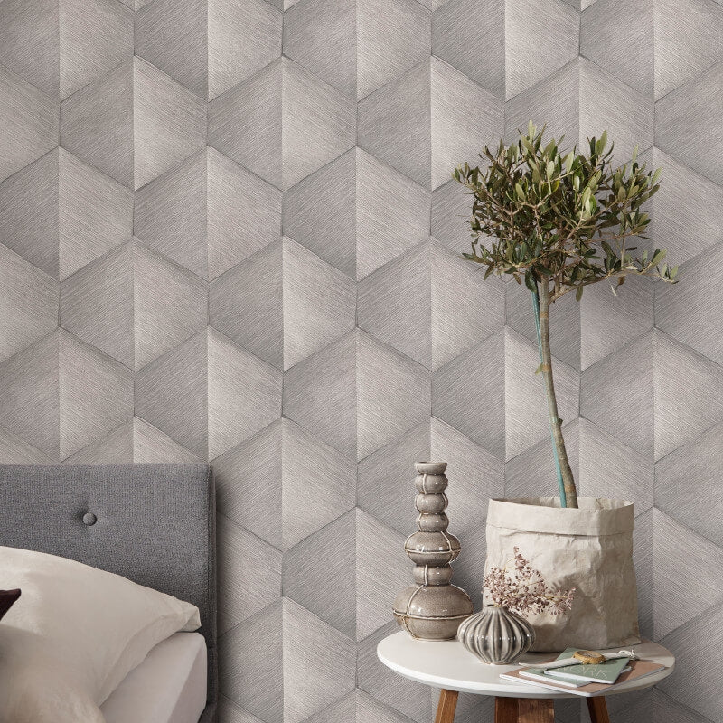 Prisma 3D Graphic Waves Metallic Wallpaper - Taupe - Erismann - 10370 - 38Wallpaper199
