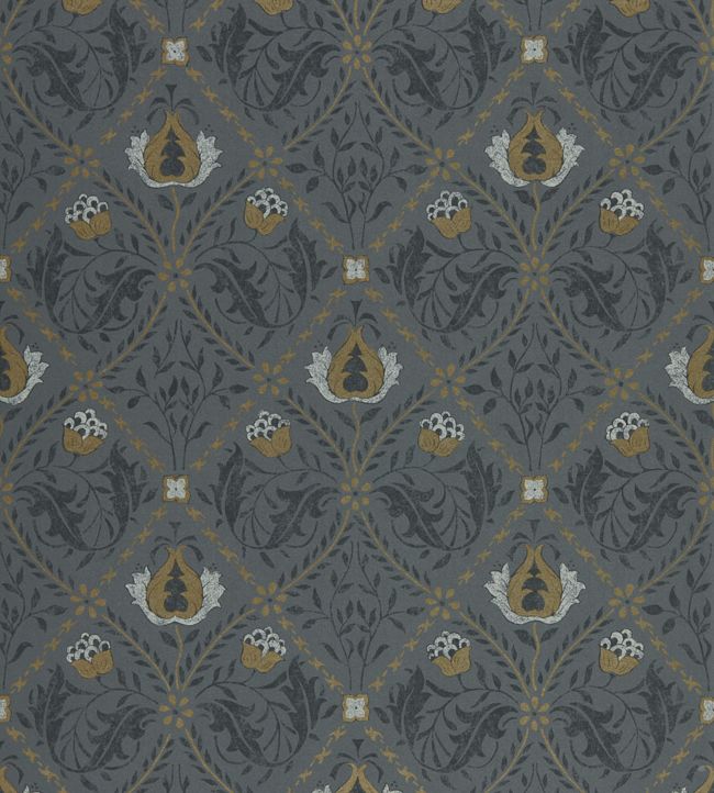 Pure Trellis Wallpaper - Black Ink - 216527 - Morris & CoWallpaper199