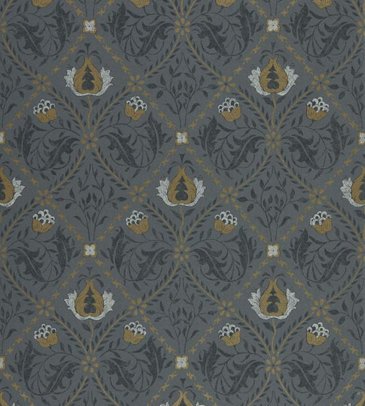 Pure Trellis Wallpaper - Black Ink - 216527 - Morris & CoWallpaper199