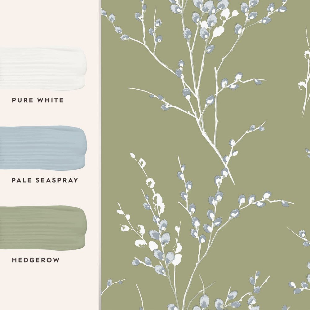 Pussy Willow Wallpaper - Moss Green - Laura Ashley - 121074Wallpaper199